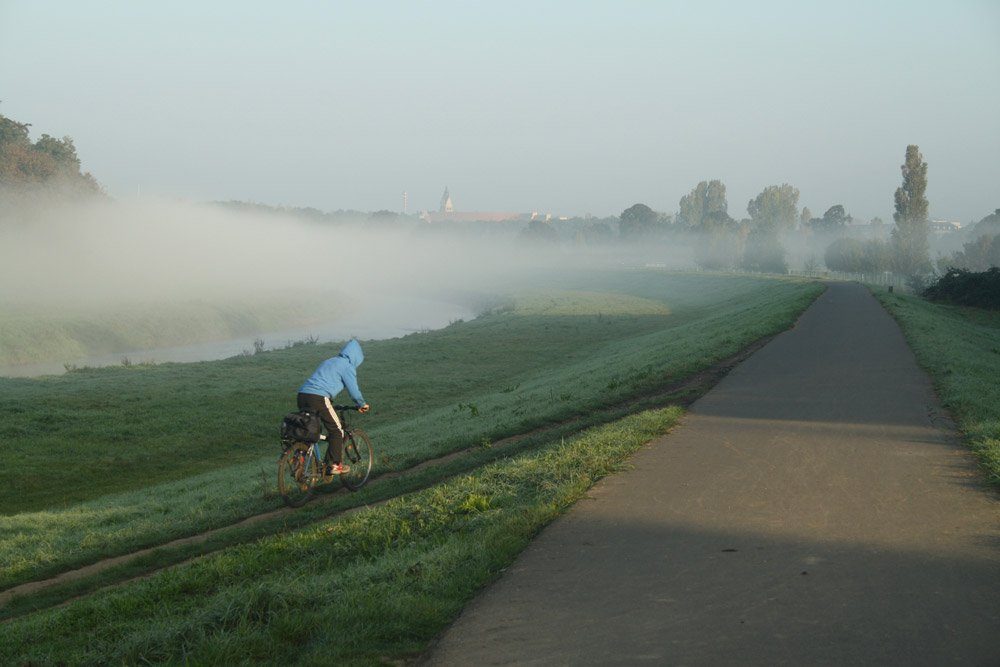 Nebel über der Neuen Luppe. Foto: Ralf Julke
