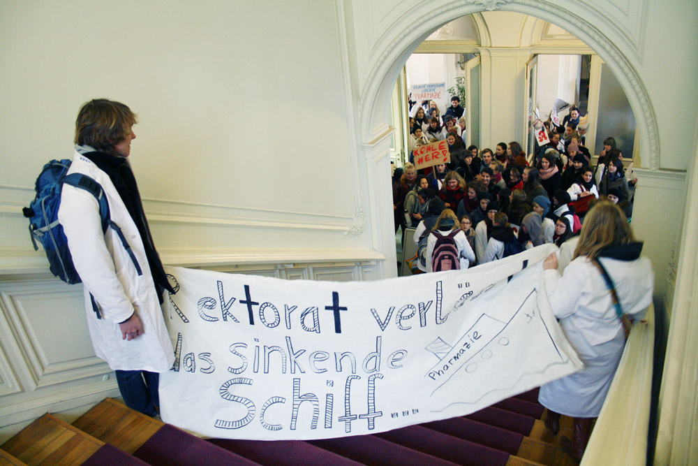 Protest der Pharmazie-Studierenden im Dezember 2011. Foto: Ralf Julke
