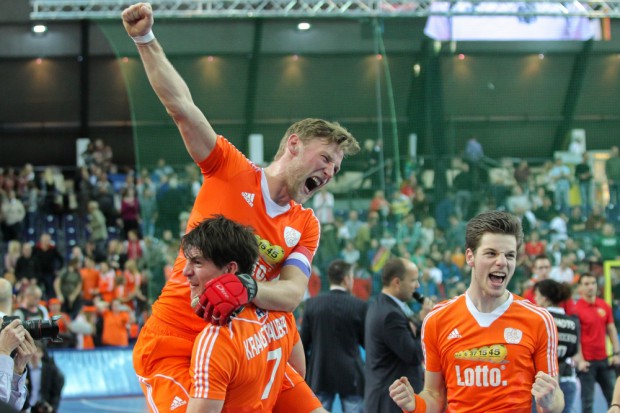 Weltmeisterlicher Jubel bei den niederländischen Hockey-Männern. Foto: Jan Kaefer