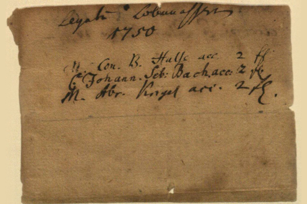 Die Unterschrift von Johann Christian Bach stellvertretend für seinen Vater auf der Quittung für das Lobwasser-Legat. Foto: Sammlung Bach-Archiv Leipzig