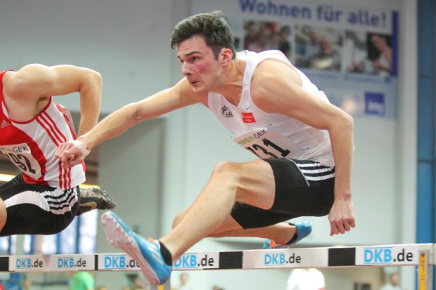 Marcus Hinneburg (LAZ Leipzig) in seinem Vorlauf über 60m Hürden. Foto: Jan Kaefer