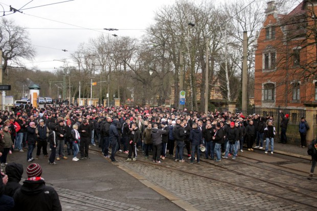 Fanmarsch gegen RB Leipzig durchgeführt von FC Union Berlin Fans