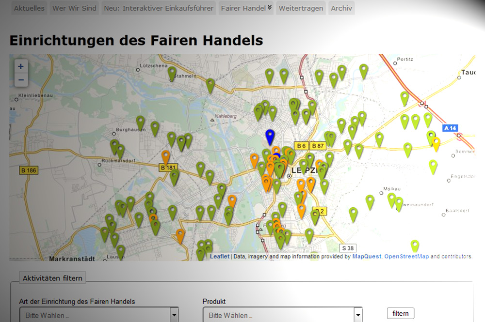 Der interaktive Einkaufsführer. Screenshot: L-IZ