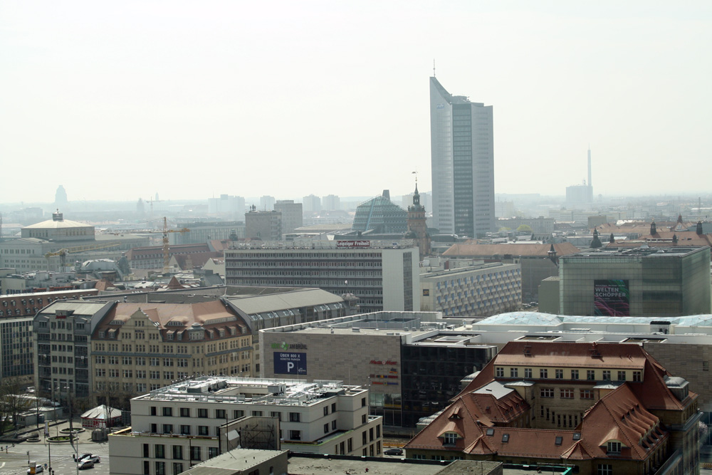 Blick über Leipzig Richtung Südosten. Foto: Ralf Julke