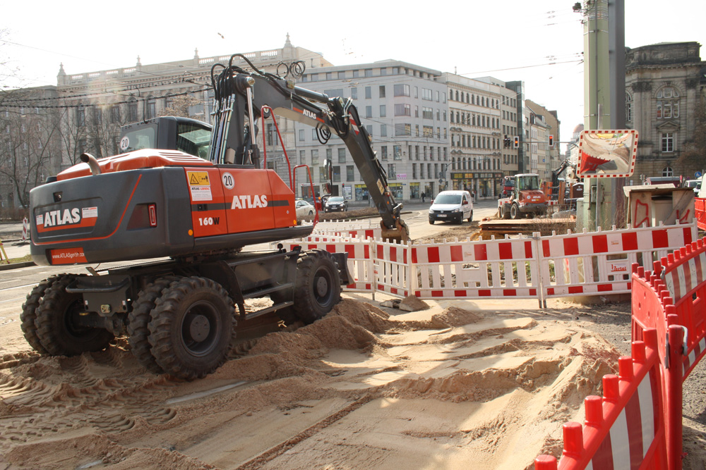 Aktuelle Bauarbeiten am Petersteinweg. Foto: Ralf Julke