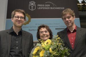 Die drei Preisträger des Leipziger Buchmesse-Preises 2015: Jan Wagner (Belletristik), Mirjam Pressler (Übersetzung) und Philipp Ther (Sachbuch/Essayistik) (v.l.n.r.). Foto: Leipziger Messe GmbH / Uli Koch