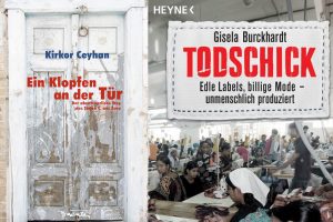 Buchcover von "Todschick" und "Ein Klopfen an der Tür".