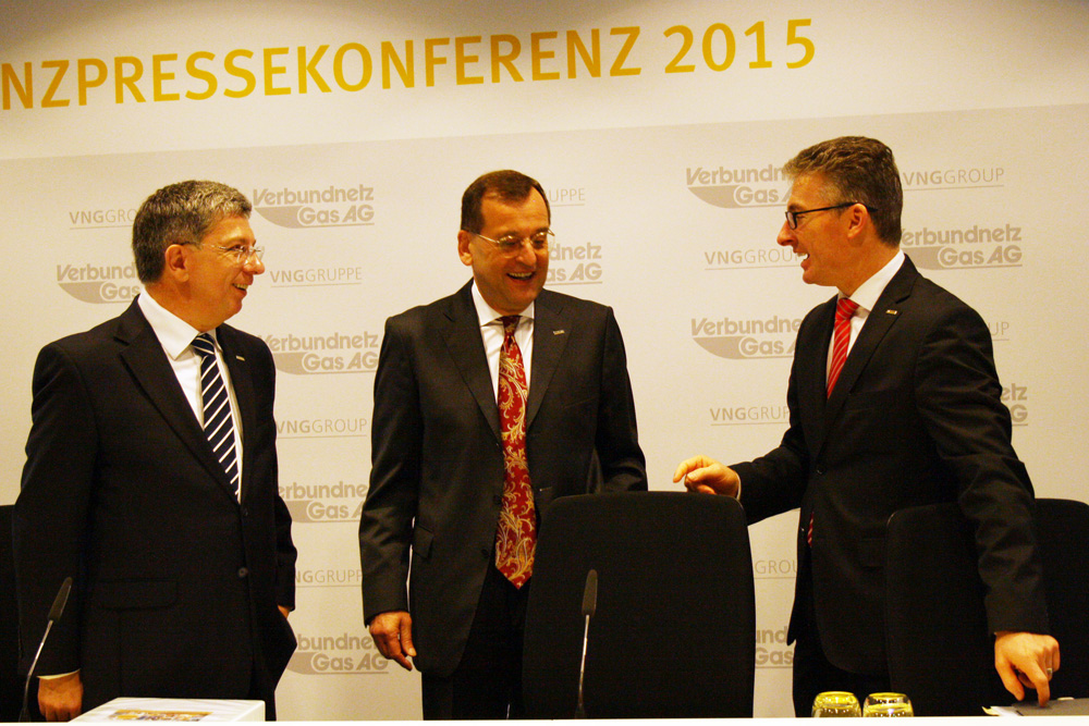 VNG-Vorstände zur Bilanzpressekonferenz: Klaus-Diter Barbknecht, Karsten Heuchert und Bodo Rodestock (v.l.). Foto: Ralf Julke