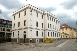 Das sanierte Verwaltungsgebäude des BFW an der Georg-Schumann-Straße. Foto: Ralf Julke
