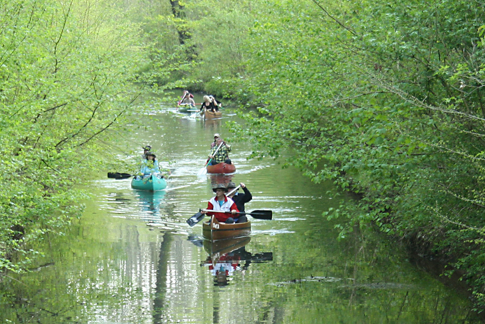 Paddler untrwegs auf dem Floßgraben. Foto: Ralf Julke