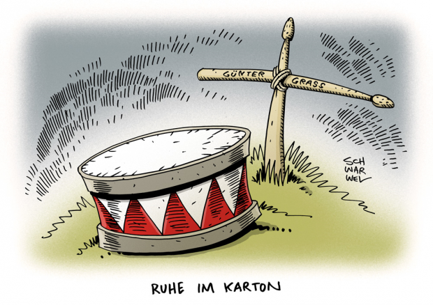 Zum Tod von Günter Grass. Karikatur Schwarwel.