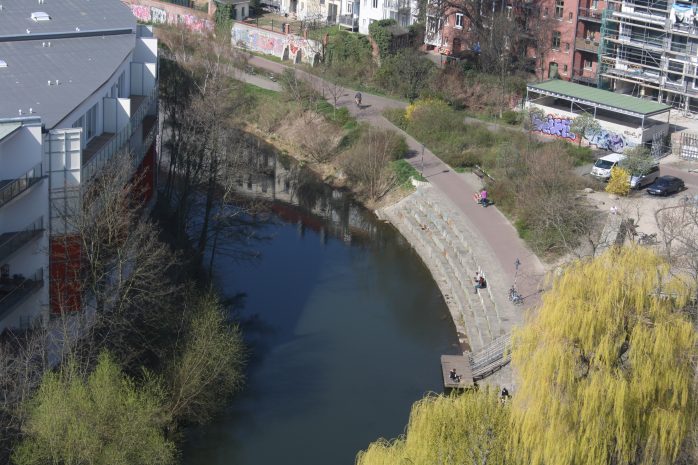 Karl-Heine-Kanal vom Philippuskirchturm. Foto: Ernst-Ulrich Kneitschel