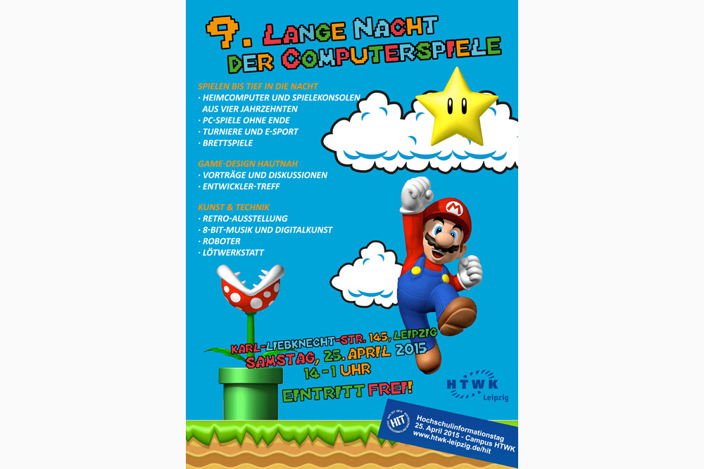 9. Lange Nacht der Computerspiele. Plakat: Schreibfabrik