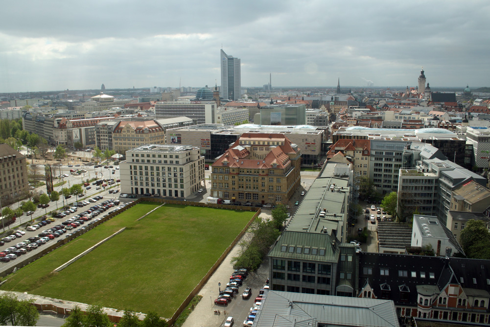 Blick über die Leipziger Innenstadt Richtung Süden. Foto: Ralf Julke