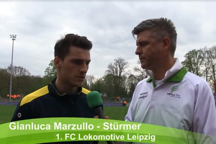 Interviews nach dem Spiel RB Leipzig II gegen Lok Leipzig. Screen Video Heimspiel TV