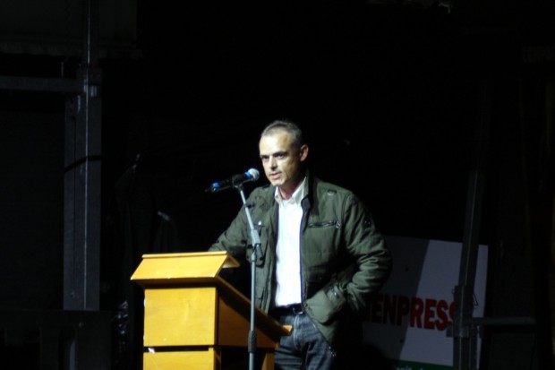 Gastredner Festerling (nicht mit Tatjana F. verwandt, wie er betont) bei Legida. Foto: L-IZ.de
