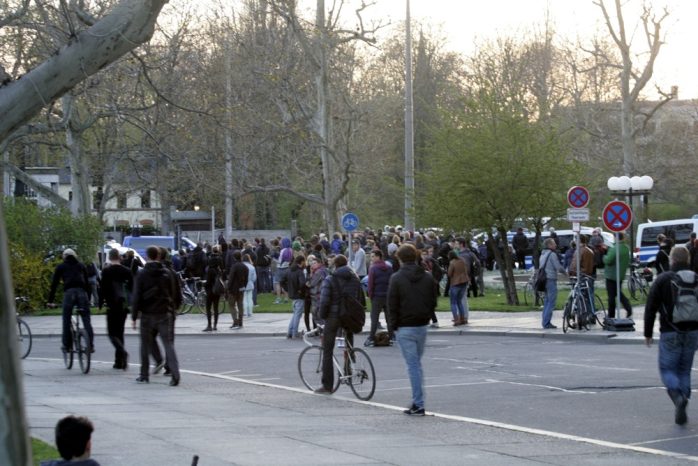 Teile der Gegendemonstrationen am Leipziger Martin-Luther-Ring