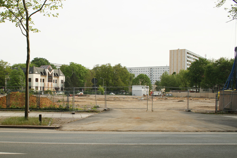 Baustelle für das künftige Gymnasium an der Telemannstraße. Foto: Ralf Julke
