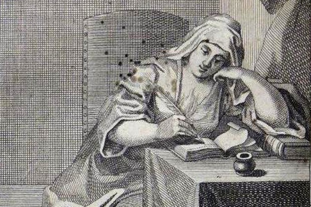 Darstellung einer Dichterin, Kupferstich in einem Buch von Christian Friedrich Henrici. Foto: Bach-Archiv Leipzig