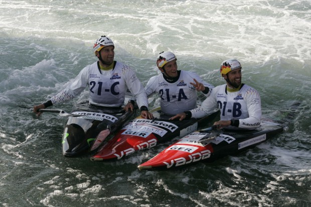 Die Goldjungs Alexander Grimm, Sebastian Schubert und Hannes Aigner sausten sauber den Kurs hinunter. Foto: Sebastian Beyer