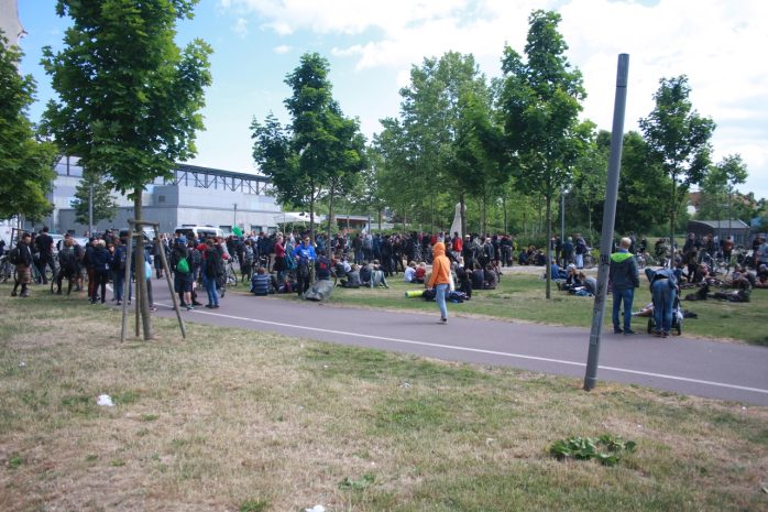 Kundgebung im Stadtteilpark Rabet. Foto: Alexander Böhm