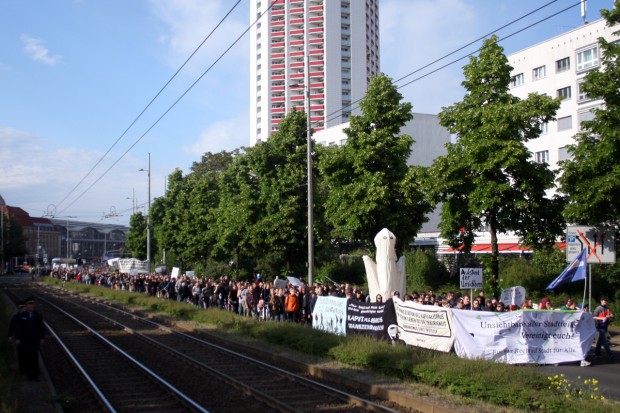 Demonstrationszug am Georgiring. Foto: Alexander Böhm