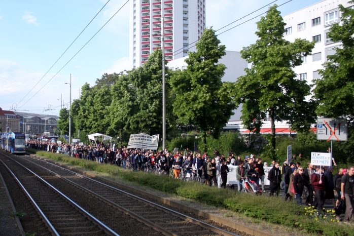 Demonstrationszug am Georgiring. Foto: Alexander Böhm