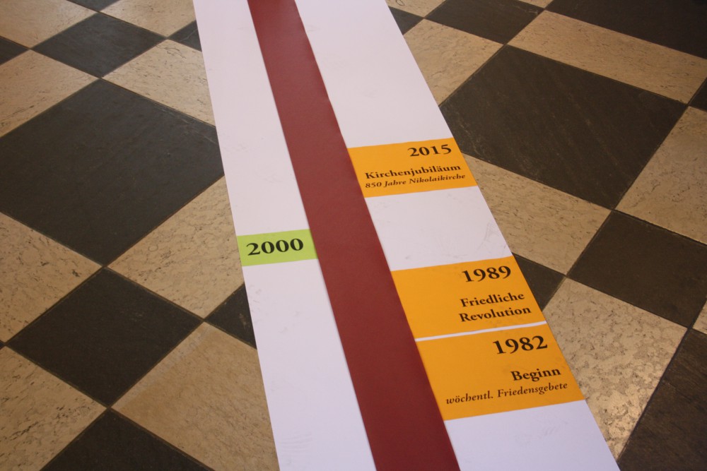 Zeitstrahl in der Nikolaikirche. Foto: Ernst-Ulrich Kneitschel