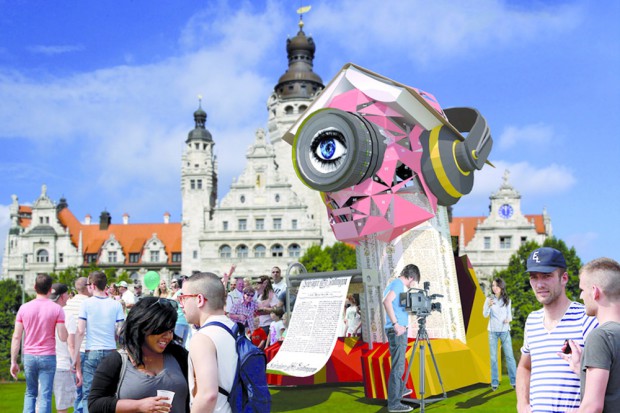 Visualisierung der Figur "Buch & Medien". Foto: Fairnet / Jörg Preißinger