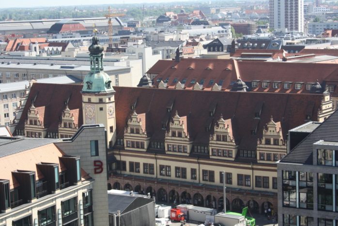 Altes Rathaus vom Turm der Thomaskirche aus. Foto: Ernst-Ulrich Kneitschel