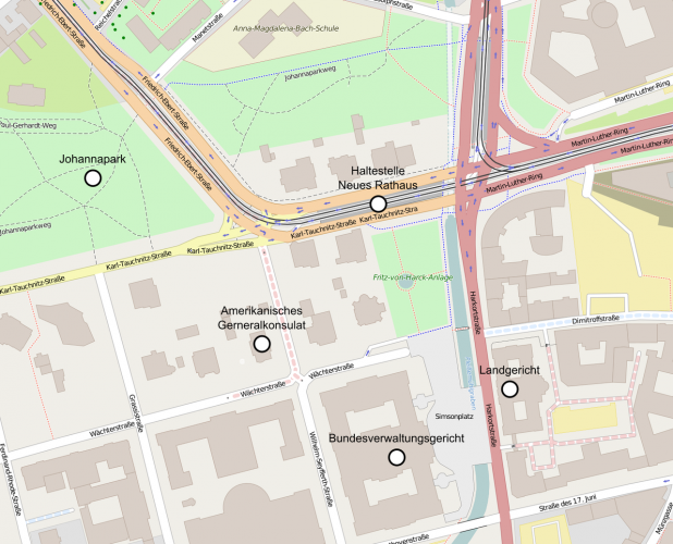 Karte der Leipziger Innenstadt. Bild: Alexander Böhm/Karte: Openstreetmap