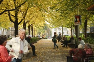 Auch an Herbsttagen beliebt: Bänke an der Thomaswiese. Foto: Ralf Julke