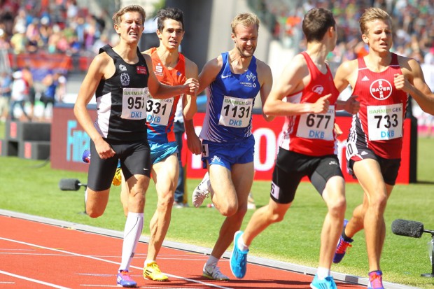 Für Felix Rüger (SC DHfK Leipzig/ li.) brachte die DM-Premiere den Einzug ins Finale über 1.500 Meter. Foto: Jan Kaefer