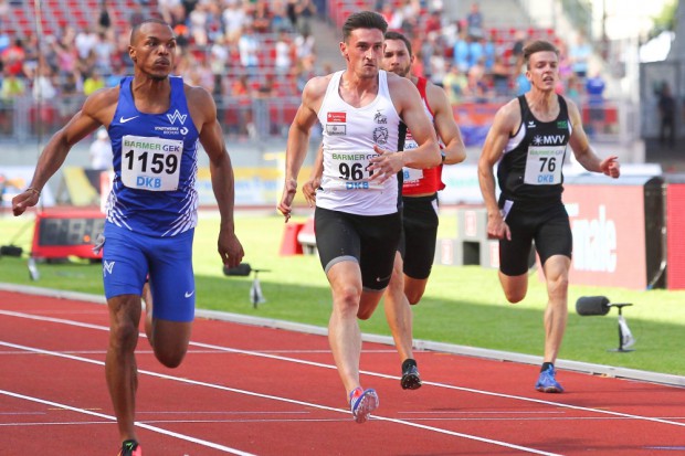 Robert Hering (SC DHfK Leipzig/ weißes Trikot) erfüllte sich im 200m-Finale das selbstgesteckte Medaillenziel. Foto: Jan Kaefer