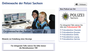 Die Onlinewache der Sächsischen Polizei. Quelle: Polizei Sachsen