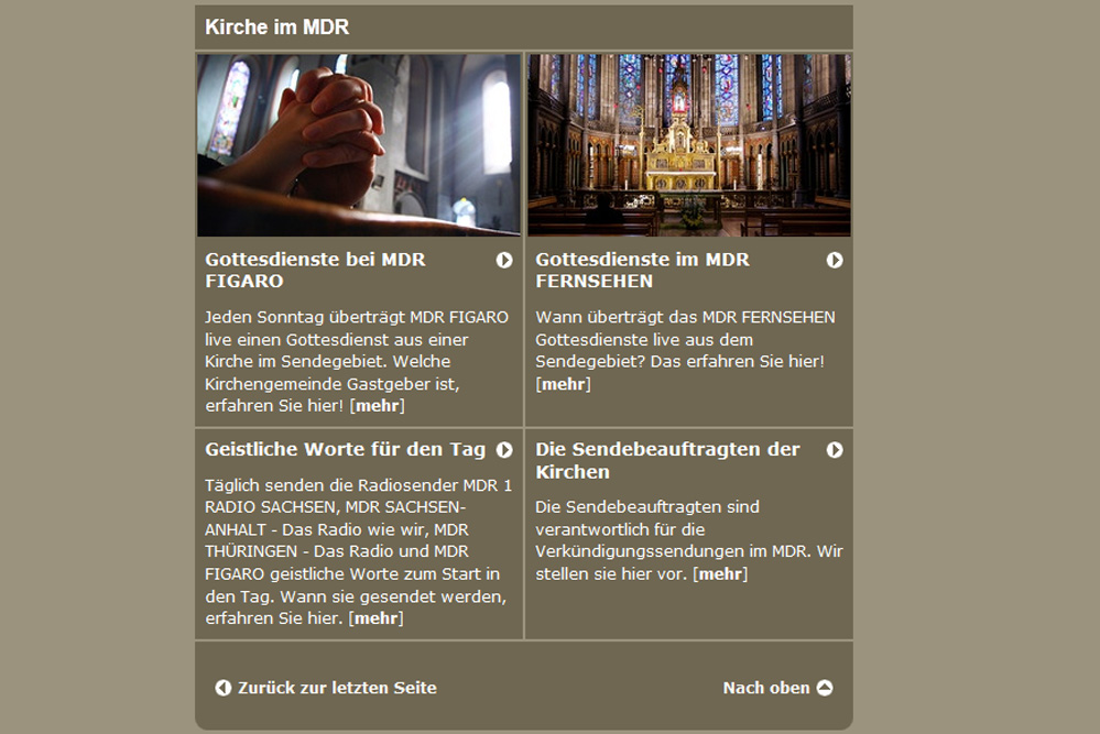 Website des MDR: Gottesdienste auf Sendung. Screenshot: L-IZ