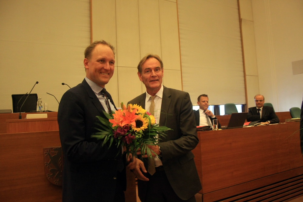 OBM Burkhard Jung und neugewählter Beigeordneter für Allgemeine Verwaltung Ulrich Hörning. Foto: L-IZ.de