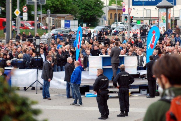 Moderatere Zeiten bei der AfD 2014. Bernd Lucke am 9. Mai in Leipzig. Foto: L-IZ.de
