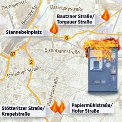 Die bisherigen Orte der Automatenbeschädigungen. Quelle: indymedia