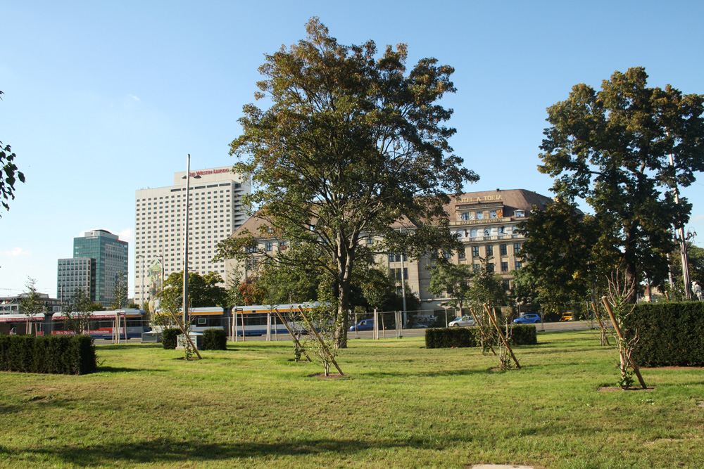 Wichtiges Innenstadt-Grün: Grünanlage an der Richard-Wagner-Straße. Foto: Ralf Julke