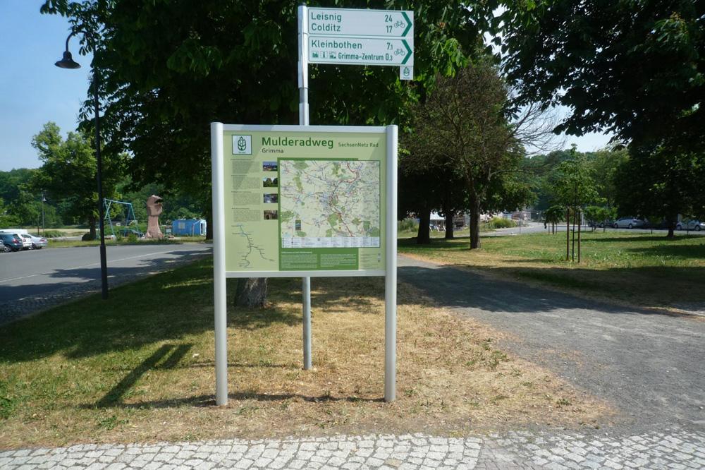 Informationstafel am Mulderadweg in Grimma. Foto: Leipzig Tourismus und Marketing GmbH