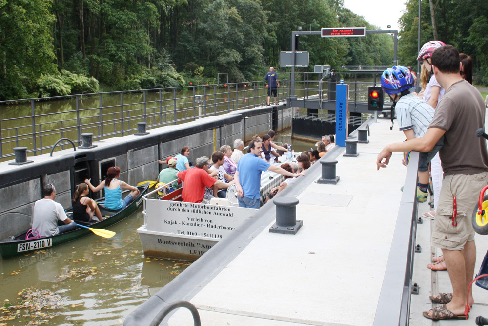 Die Connewitzer Schleuse macht in ihrer Dimensionierung nur Sinn für Motorboote. Foto: Ralf Julke