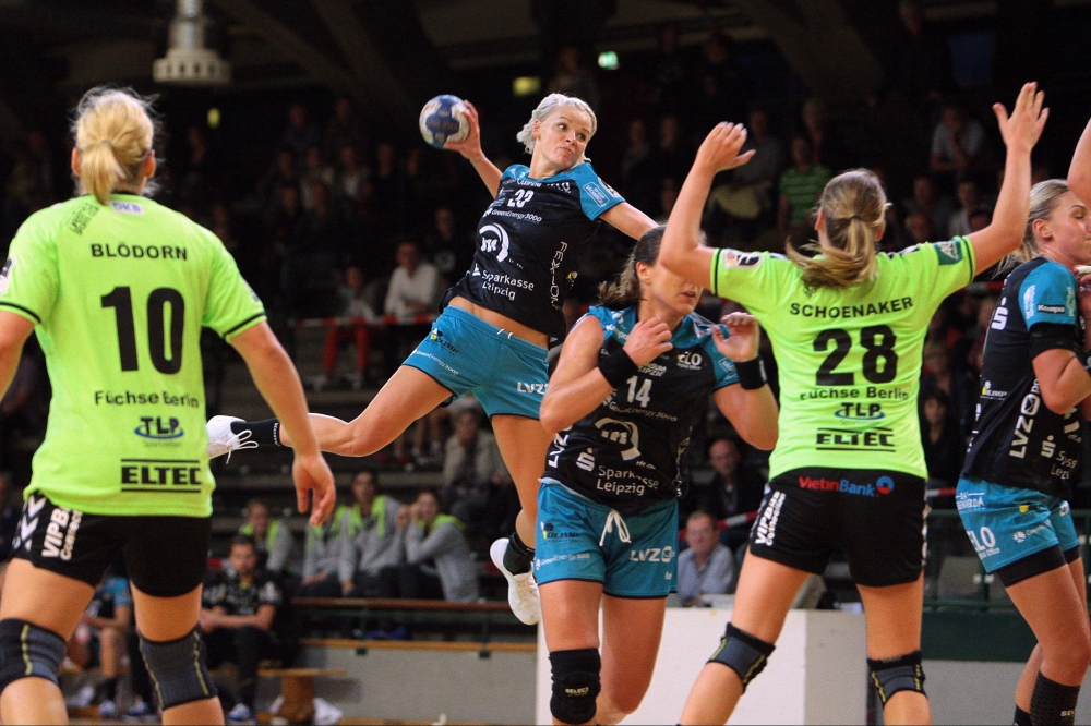 Neuzugang Shenia Minevskaja war in ihrem ersten Pflichtspiel für den HCL gleich fünfmal erfolgreich. Foto: Sebastian Brauner