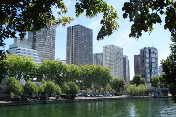Blick von der Ile aux Cygnes zu den Hochhäusern am östlichen Seine-Ufer. Foto: Patrick Kulow