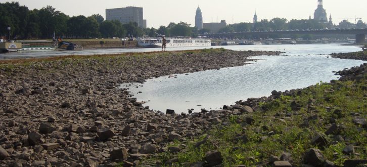 Das Niedrigwasser der Elbe am 13. August 2015. Foto: GRÜNE Landtagsfraktion Sachsen