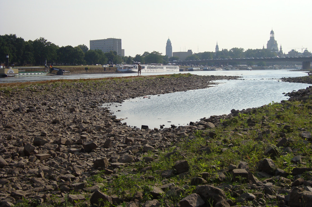Das Niedrigwasser der Elbe am 13. August 2015. Foto: GRÜNE Landtagsfraktion Sachsen