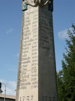 Acht Stunden bis Leipzig: die Postmeilensäule in Frohburg. Foto: Karsten Pietsch