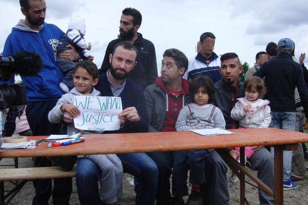 Pressekonferenz der Geflüchteten. Foto: René Loch