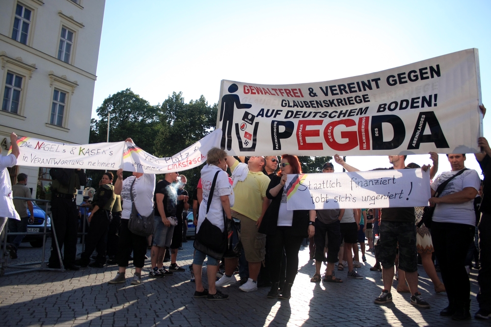 PEGIDA zusammen mit LEGIDA im Juli 2015 in Leipzig. Foto: Alexander Böhm