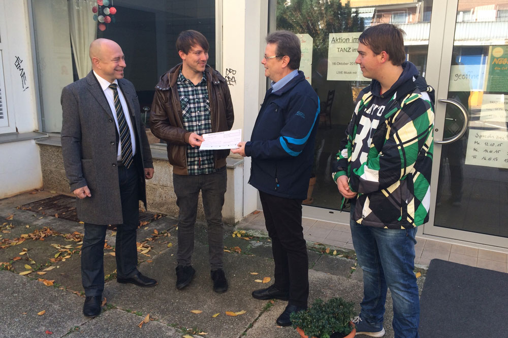 Dr. Thomas Feist, MdB, Sven Bielig vom "nebenan", Andreas Habicht, Stadtrat und Vorsitzender des CDU-OV-Grünau, und Marc Püschel, CDU-Grünau. Foto: CDU-Ortsverband Grünau